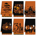 Halloween Hand Towels Set - Eye Catching Witch Ghost Pumpkin Design, 6 Pack