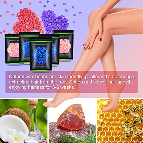 Wax Beads for Hair Removal 1.1 lb Kit - Blue & Pink Variations for Sensitive Skin