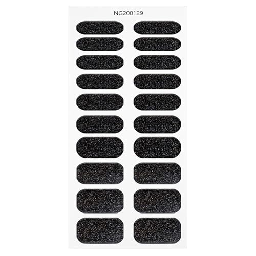 Black Glitter Halloween Gel Nail Art Stickers - Semi Cured Glitter Strips