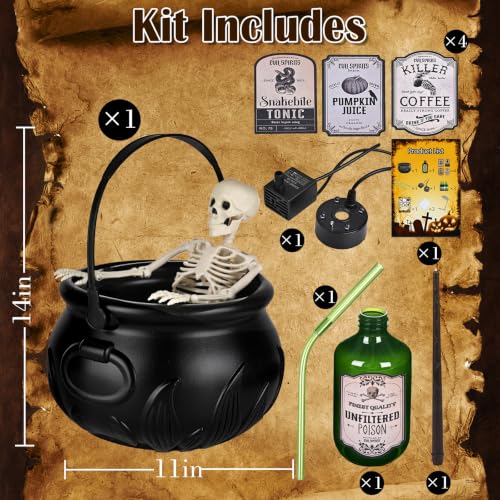 Magic Halloween Cauldron Decor with Floating Potion, Fog & Lights - 1 Pc