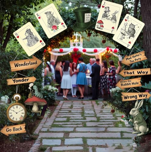 Wonderland Party Decorations Set - Alice Themed Wall Art & Props for Events