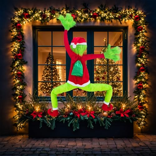 Red Green Monster Christmas Decorations, 5.2FT Outdoor Indoor Tree Decor, Pose-able Santa Body
