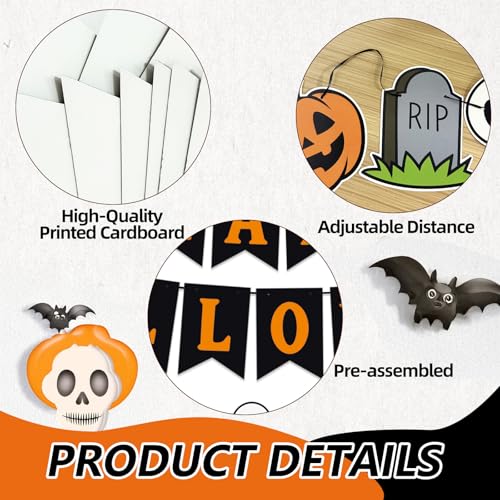 Halloween Banner Garland Set with Pumpkins Ghost Skull and More - Party Decorations