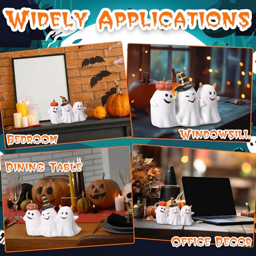 Halloween Ghost Figurine Set - Resin Spooky Decor for Fall, 5.9 Inch