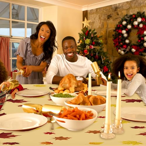 Fall Tablecloth 3 Pcs Thanksgiving Plastic Table Cover Waterproof 108x54 Inches