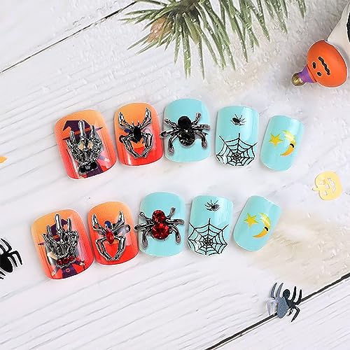 Halloween Nail Charms Kit 50pcs Black Spider Skull Hand Decorations for Nails - Variation KIT3