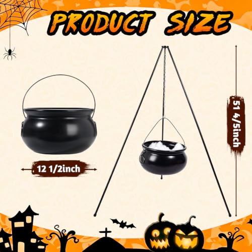 Large Outdoor Halloween Cauldron with 52-Inch Tripod Stand and Green Light Effect