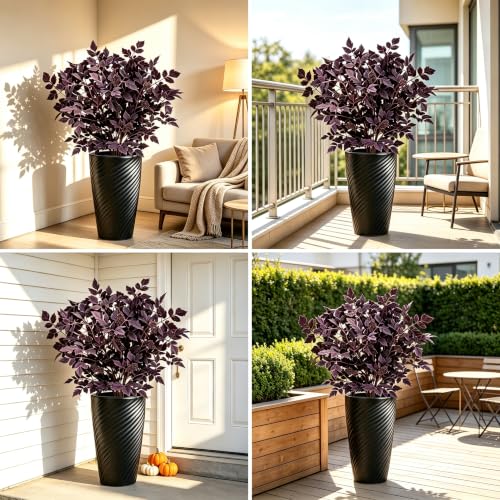 Fall Floral Stems - Deep Purple Artificial Cimicifuga Foliage for Halloween & Thanksgiving Decor - 30 Inch, 2 Pack