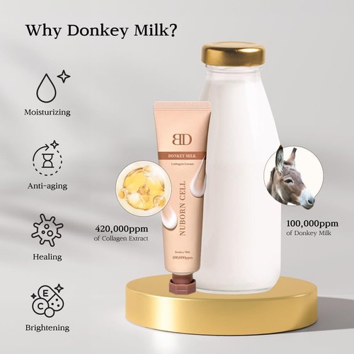 BLANC DUBU Nuborn Cell Donkey Milk Collagen Cream | Instant glow with 10% Donkey Milk | Type 1 Collagen for Visibly Smooth and Dewy Skin | All Skin Types 65ml (2.19 fl oz)