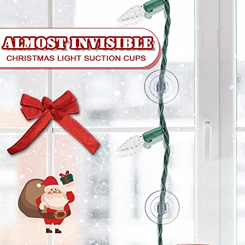 200 Pcs Christmas Light Suction Cup Hooks - Holiday Window Clips & Holders, 1 1/5 Inch