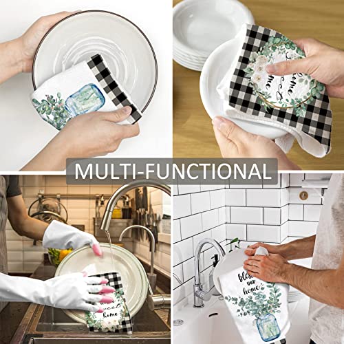 Eucalyptus Leaves Kitchen Dish Towels 2-Pack - Absorbent Microfiber Drying Towels for Cooking