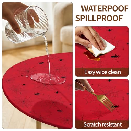 Halloween Spider Web Round Tablecloth Fits 37-44 Inch Tables - 44 Inch Diameter