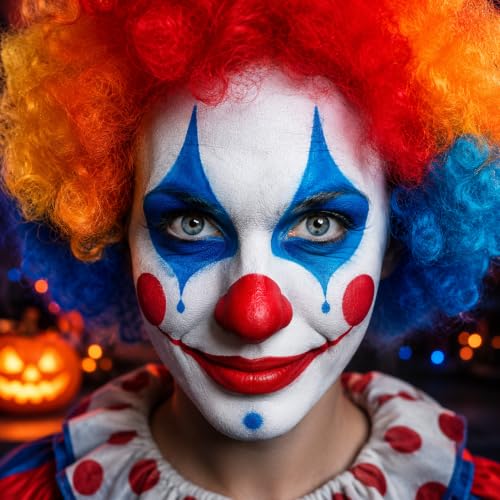 Red White Blue Face Paint with Mirror & Brushes for Halloween - Full Coverage, Waterproof, Safe & Long-Lasting