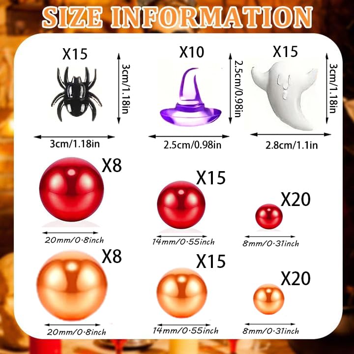 Halloween Vase Fillers Set - Ghost Spider Hat & Bead Decorations - Ghost Spider Hat Variation