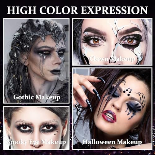 Black Smoky Eyeshadow Palette - Matte & Glitter Gothic Makeup with 3 Brushes - Variation of THIS listing