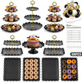 Black Dessert Table Display Set - 68-Piece Party Cake Stand & Accessories