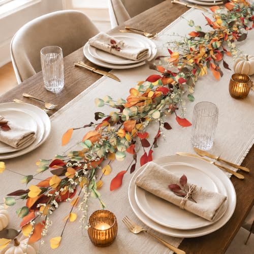 6FT Autumn Eucalyptus Leaves Garland Fall Decor for Thanksgiving & Halloween