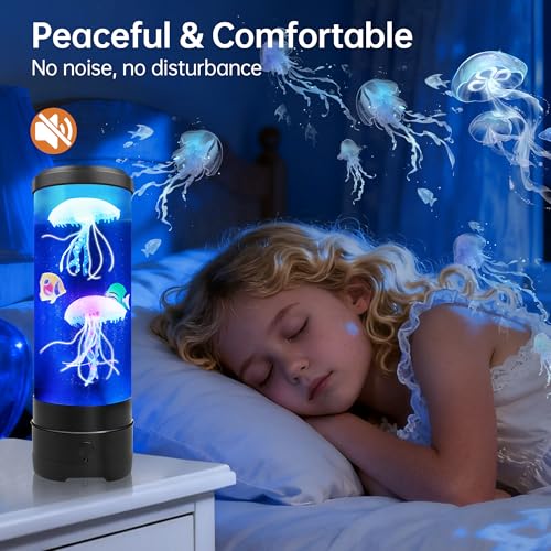 Jellyfish Lamp with Bluetooth Speaker - 17 Colors & 4 Modes, USB Powered, Black - Teen Room Decor