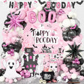 Pink Halloween Birthday Decorations Party Kit with Balloons Banners & Backdrop