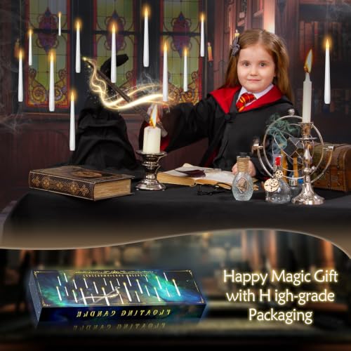 White 20pcs Flameless Floating Candles with Wand Remote Halloween Decor