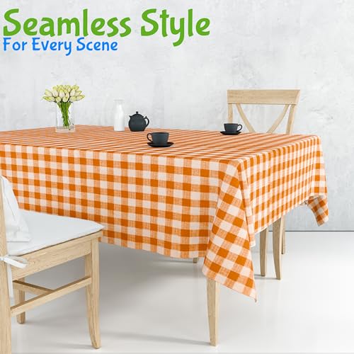 Orange Gingham Plastic Tablecloth Roll 40 x 100 ft for Parties & Events
