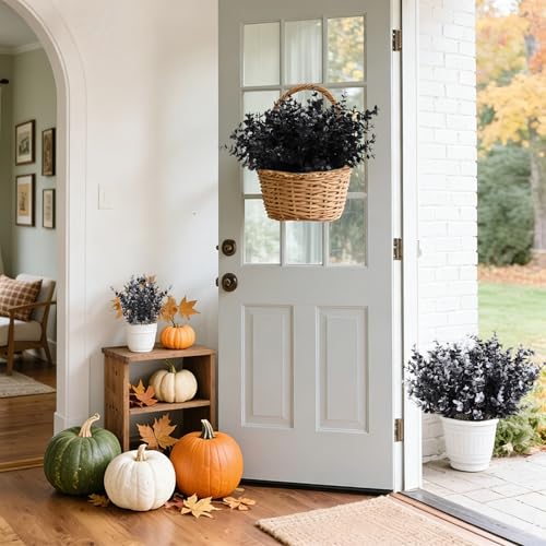 Artificial Eucalyptus Flowers Outdoor UV Resistant - Black, 12 Pcs