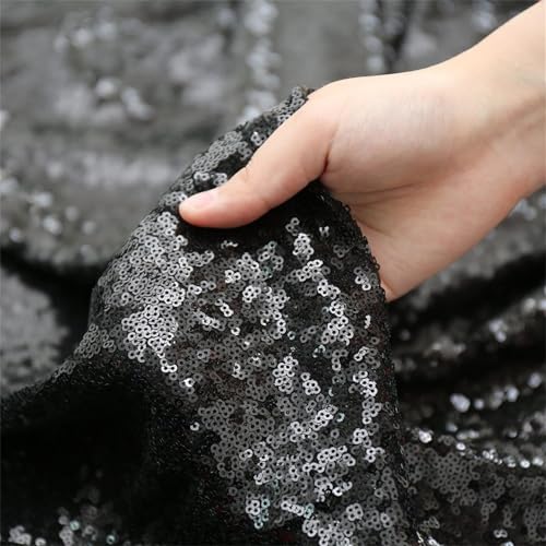 Black Sequin Table Cloth Skirt 132x90 Inch Party Decorations Sparkly Fabric