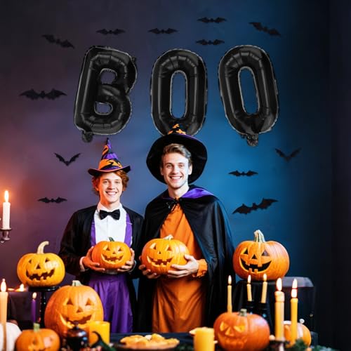 Halloween Balloons and 3D Bat Decor Set - Spooky Party Supplies