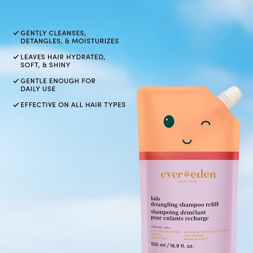 Evereden Kids Shampoo Refill - 16.9 fl oz | Gentle, Non-Toxic Detangling Formula for Kids