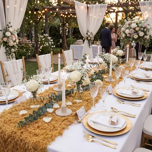 Artificial Moss Table Runner Yellow for Halloween Enchanted Party Decor - 12x71 Inches - DIY Friendly