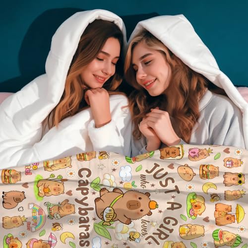 Capybara Plush Throw Blanket for Women Kids 60x50 Inches - Cozy Bedding Gift
