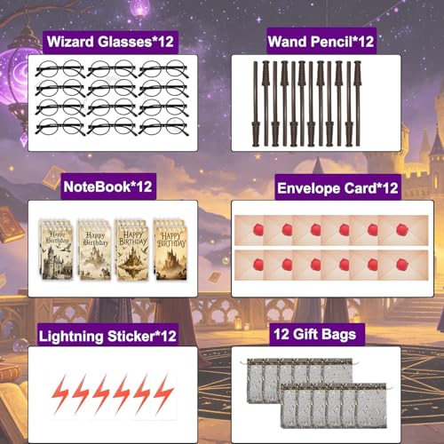 Wizard Party Favors Set 03 - 72 Magical Goodie Bag Supplies for Birthday & Classroom