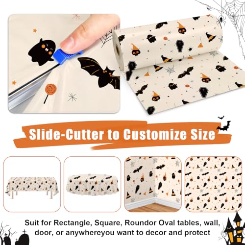 Milk White Grimace Halloween Plastic Table Cover Roll 54x320FT with Cutter Box - Cut to Size Party Tablecloth