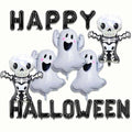 Halloween Balloons Black Happy Halloween Foil Letter Skeleton Ghost Party Decorations - Black