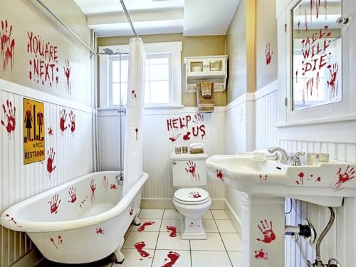 Halloween Bloody Handprint & Footprint Window Clings - Style3, 12 Sheets