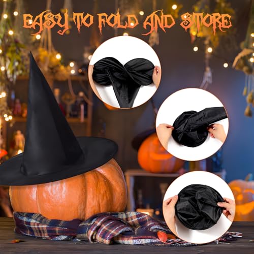 Halloween Witch Hat Set with 3D Bat Stickers - Indoor Outdoor Decorations, 24 Pieces