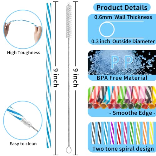 Reusable Striped Drink Straws Set - 50 Colorful BPA-Free Party Accessories
