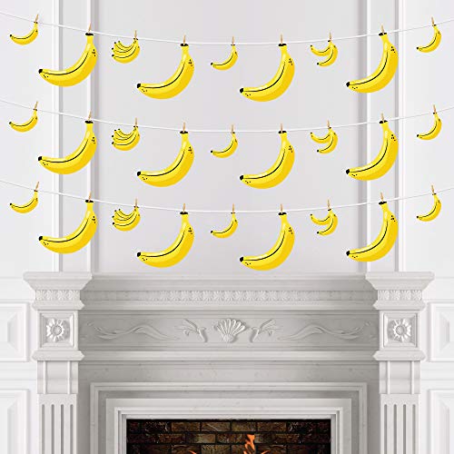 Tropical Party Clothespin Garland Banner - DIY Banana Decorations, 44 Pieces