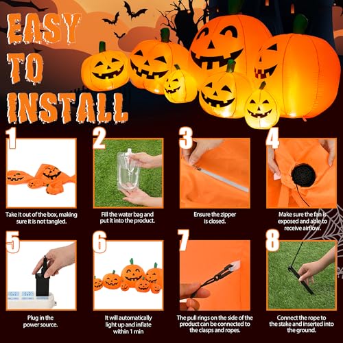 7.5FT Halloween Inflatable Pumpkin Outdoor Decor with LED Lights