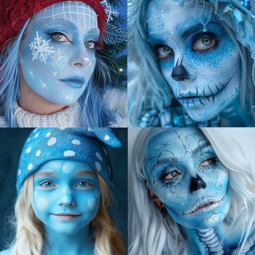 Light Blue Face Paint Stick - Sweatproof Eye Black for Sports, Halloween & Cosplay