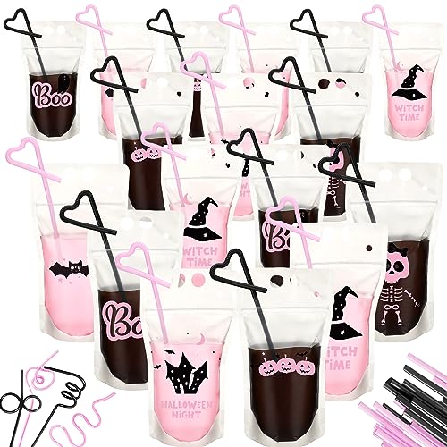 Witch Time Halloween Drink Pouches Set with Straws - 24 Pack
