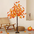 1 Pack 4FT Lighted Maple Tree with 50 LEDs - Fall Artificial Tree for Indoor Outdoor Decor