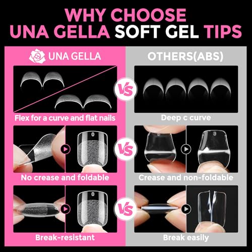 Extra Short Squoval Gel Nail Tips - 216pcs Pre-Shaped Half Matte, DIY Nails
