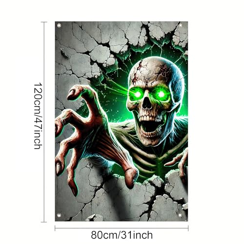 Halloween Creepy Doll Window Cover - 31x47 Inch Polyester Decor