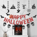 Pre-Strung Halloween Decorations Banner Set with Glitter - Black & Red, B Variation