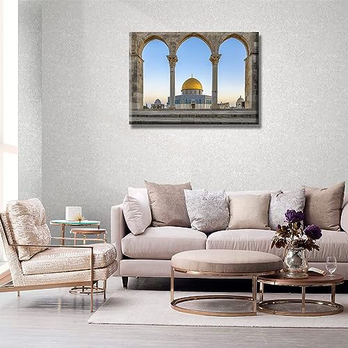 Canvas Wall Art Dome of the Rock Mosque Wall Decoration 28x20 Inches - Al-Aqsa Mosque