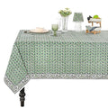 Ridhi Green 60x60 Inch Cotton Square Tablecloth - Hand Block Print, Fall & Holiday Decor