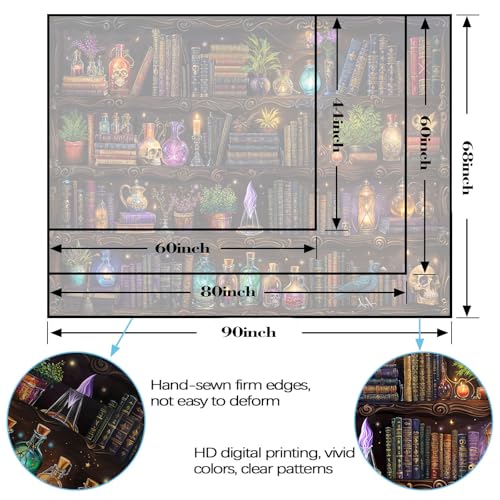 Witch Bookshelf Tapestry Wall Hanging - 80x60 Rust Brown Decorative Wall Art