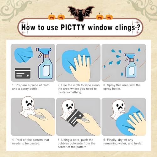 Reusable Gothic Halloween Window Clings - Vintage Victorian Ghost & Cat Design