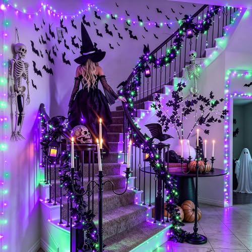 Halloween String Lights 200 LED Purple & Green Indoor Outdoor Plug-In